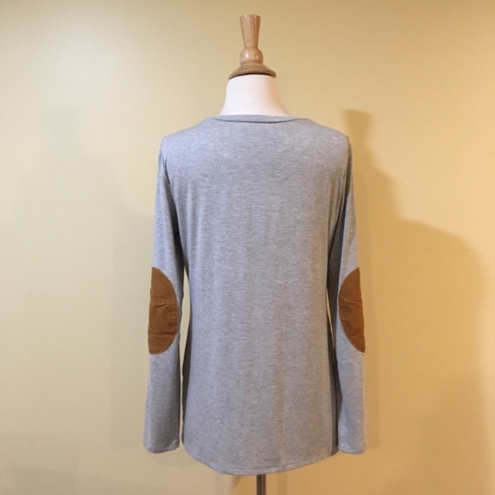 Sueded Elbow Patch Soft Drapey Tee - Picture 5 of 8